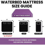Matelas de lit à eau Hardside 99 % sans vagues avec huit couches de fibres anti-vagues – Cadre non inclus