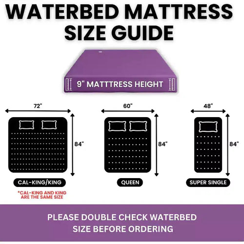 Matelas de lit à eau Hardside 99 % sans vagues avec huit couches de fibres anti-vagues – Cadre non inclus