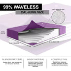 Matelas de lit à eau Hardside 99 % sans vagues avec huit couches de fibres anti-vagues – Cadre non inclus