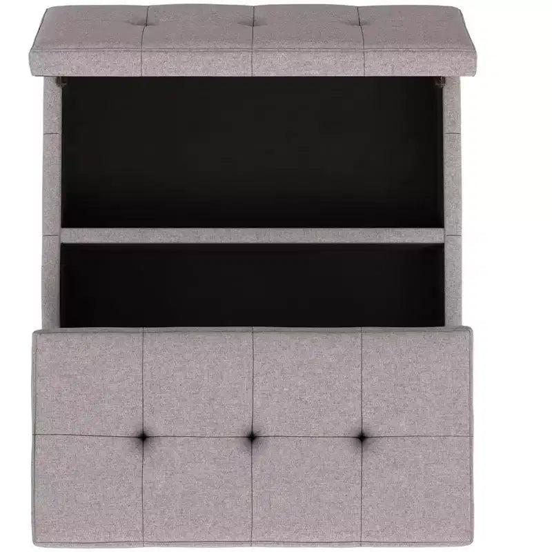Ottoman de rangement carré contemporain Lancaster de 91 cm de large en lin polyester