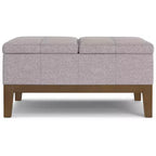 Ottoman de rangement carré contemporain Lancaster de 91 cm de large en lin polyester