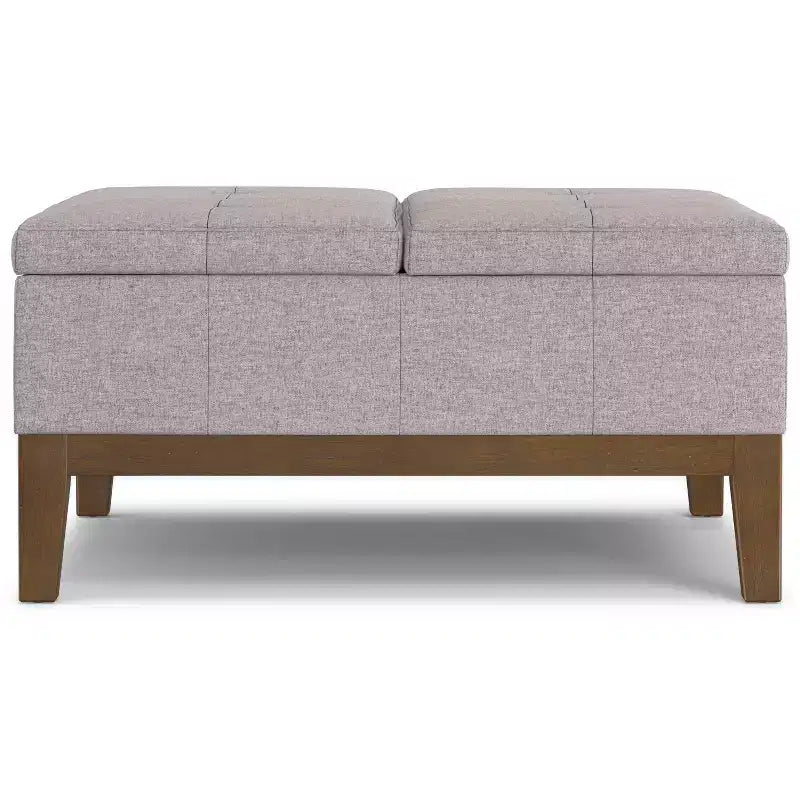 Ottoman de rangement carré contemporain Lancaster de 91 cm de large en lin polyester