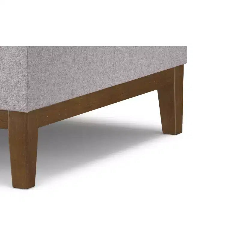 Ottoman de rangement carré contemporain Lancaster de 91 cm de large en lin polyester