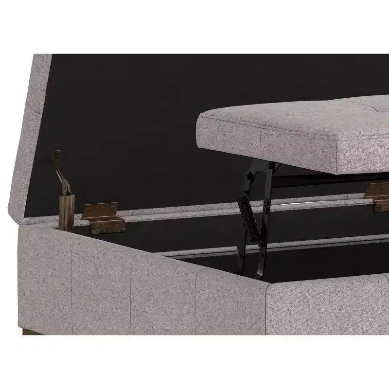 Ottoman de rangement carré contemporain Lancaster de 91 cm de large en lin polyester