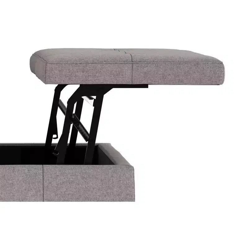 Ottoman de rangement carré contemporain Lancaster de 91 cm de large en lin polyester