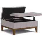 Lancaster 36 inch Wide Contemporary Square Storage Ottoman in Polyester Linen