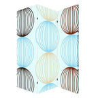 HomeRoots 72 Blue Canvas Folding Three Panel Screen Room Divider