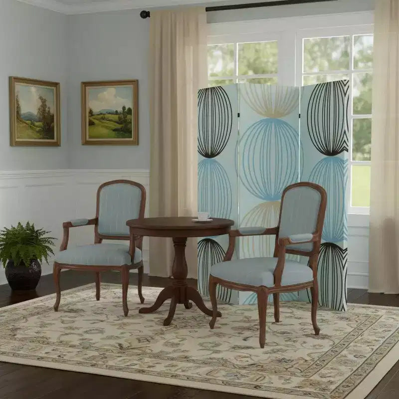 Séparateur de pièce pliant à trois panneaux en toile bleue HomeRoots 72