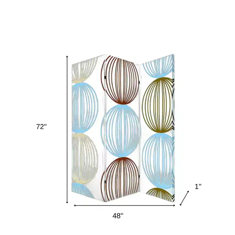 Séparateur de pièce pliant à trois panneaux en toile bleue HomeRoots 72