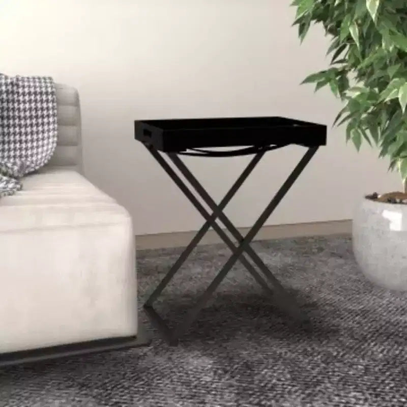 vidaXL Table pliante d'appoint pliable avec cadre en fer et MDF