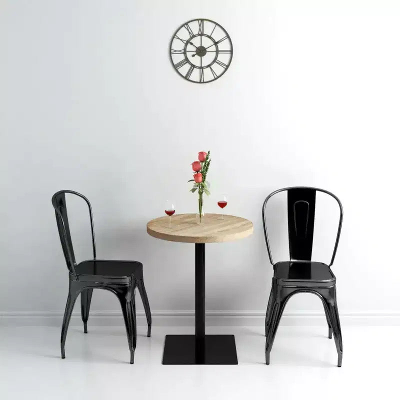 vidaXL Table de bistrot Table de cuisine Table de bar Table de salle à manger Bois d'ingénierie et acier Rond - Chêne 60 x 75 cm