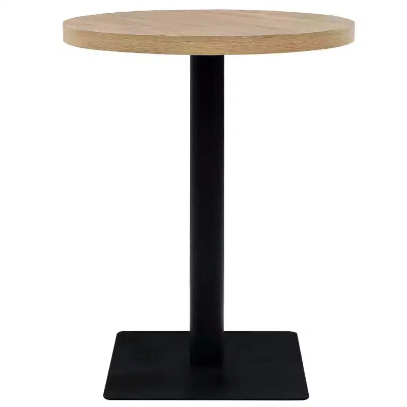vidaXL Table de bistrot Table de cuisine Table de bar Table de salle à manger Bois d'ingénierie et acier Rond - Chêne 60 x 75 cm