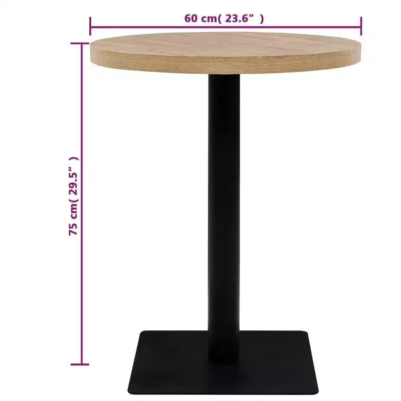 vidaXL Table de bistrot Table de cuisine Table de bar Table de salle à manger Bois d'ingénierie et acier Rond - Chêne 60 x 75 cm