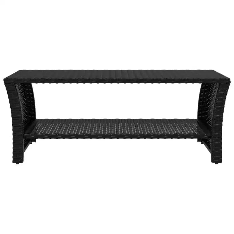 vidaXL Table basse en résine tressée noire et acier poudré 100x50x40 cm - Noir