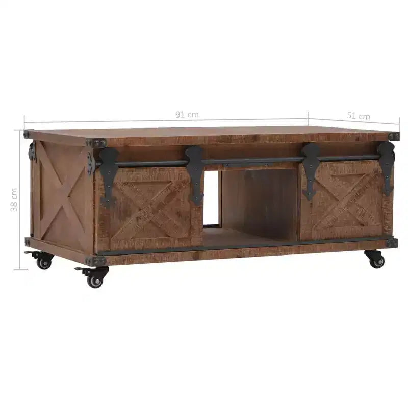 vidaXL Table basse en bois de sapin massif 91 x 51 x 38 cm Marron