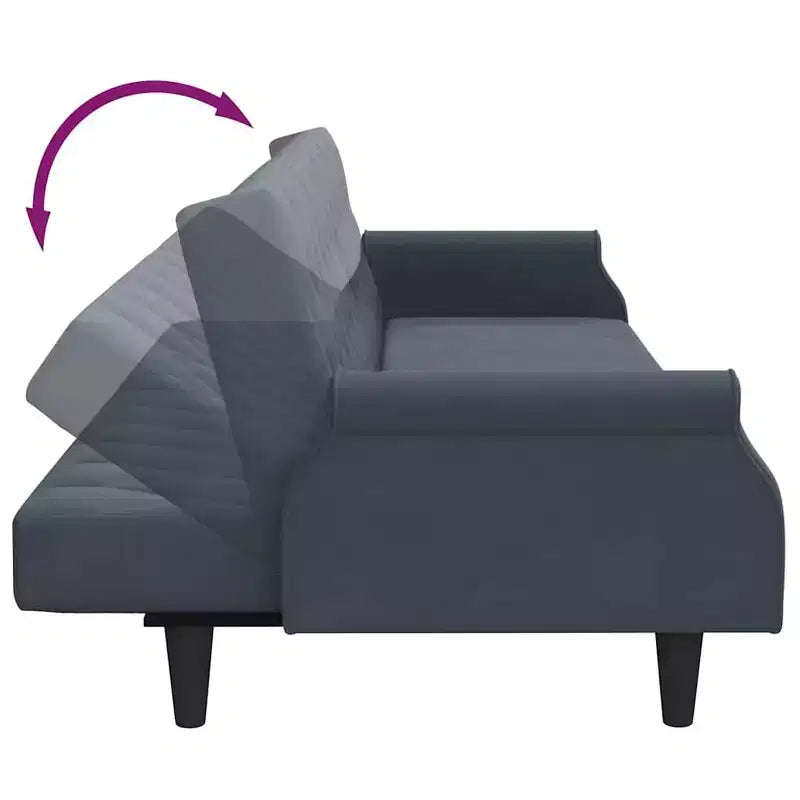 vidaXL Canapé convertible avec accoudoirs Canapé-lit en velours inclinable Causeuse