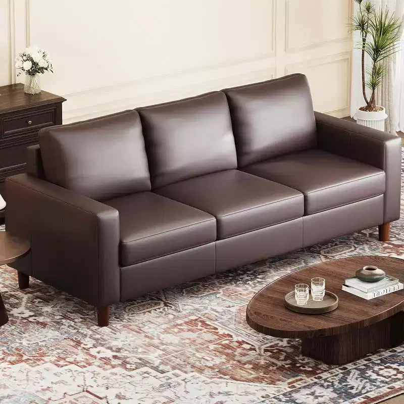 Canapé moderne en cuir Acekool 85 pouces 3 places avec assise profonde pour salon