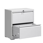 VIYET 27 Armoire de classement latérale à 2 tiroirs avec serrure – Meuble de rangement blanc en acier pour dossiers de format lettre/légal/A4, Bureau à domicile moderne