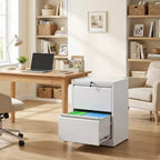 VIYET 27 Armoire de classement latérale à 2 tiroirs avec serrure – Meuble de rangement blanc en acier pour dossiers de format lettre/légal/A4, Bureau à domicile moderne