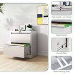 VIYET 27 Armoire de classement latérale à 2 tiroirs avec serrure – Meuble de rangement blanc en acier pour dossiers de format lettre/légal/A4, Bureau à domicile moderne