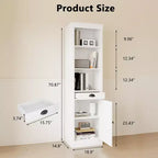 Bibliothèque 3 étagères avec placard, bibliothèque de 180 cm de haut avec étagères ouvertes et rangement derrière porte, organiseur réglable pour salon, bureau, chambre