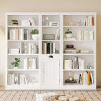 Bibliothèque 3 étagères avec placard, bibliothèque de 180 cm de haut avec étagères ouvertes et rangement derrière porte, organiseur réglable pour salon, bureau, chambre