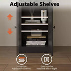 Bibliothèque 3 étagères avec placard, bibliothèque de 180 cm de haut avec étagères ouvertes et rangement derrière porte, organiseur réglable pour salon, bureau, chambre