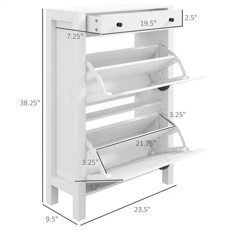 Meuble à Chaussures avec 2 Tiroirs Basculants pour 8 Paires de Chaussures