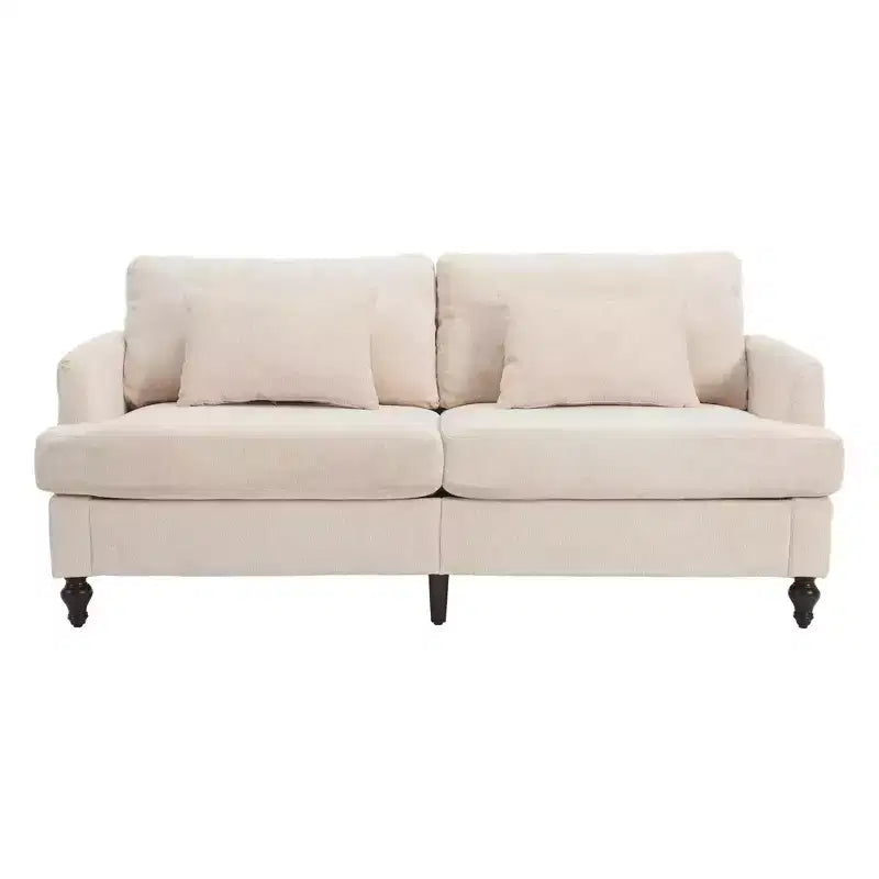 PexFix 69 Canapé deux places en tissu chenille de style moderne du milieu du siècle, canapé rembourré deux places pour salon chambre, pieds en bois marron