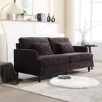 PexFix 69 Canapé deux places en tissu chenille de style moderne du milieu du siècle, canapé rembourré deux places pour salon chambre, pieds en bois marron