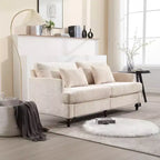 PexFix 69 Canapé deux places en tissu chenille de style moderne du milieu du siècle, canapé rembourré deux places pour salon chambre, pieds en bois marron