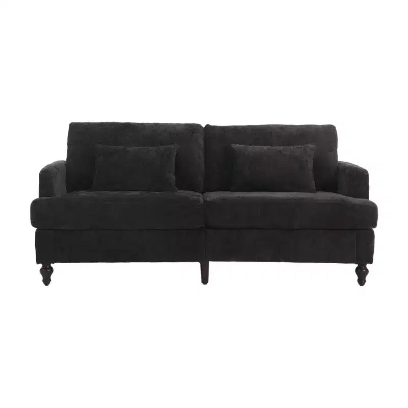 PexFix 69 Canapé deux places en tissu chenille de style moderne du milieu du siècle, canapé rembourré deux places pour salon chambre, pieds en bois marron
