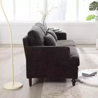 PexFix 69 Canapé deux places en tissu chenille de style moderne du milieu du siècle, canapé rembourré deux places pour salon chambre, pieds en bois marron