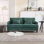 PexFix 69 Canapé deux places en tissu chenille de style moderne du milieu du siècle, canapé rembourré deux places pour salon chambre, pieds en bois marron