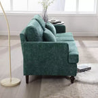PexFix 69 Canapé deux places en tissu chenille de style moderne du milieu du siècle, canapé rembourré deux places pour salon chambre, pieds en bois marron