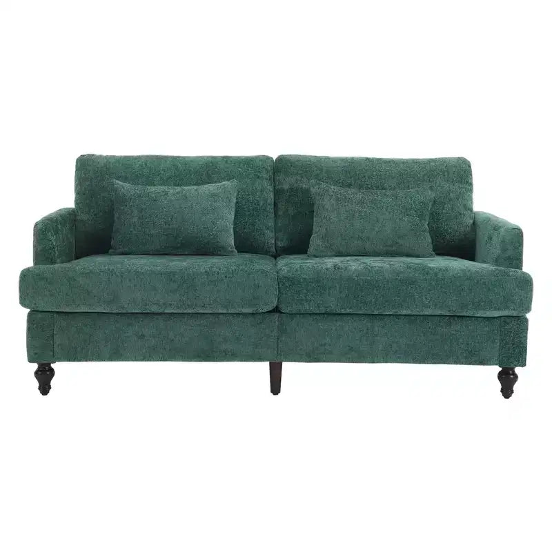 PexFix 69 Canapé deux places en tissu chenille de style moderne du milieu du siècle, canapé rembourré deux places pour salon chambre, pieds en bois marron