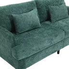 PexFix 69 Canapé deux places en tissu chenille de style moderne du milieu du siècle, canapé rembourré deux places pour salon chambre, pieds en bois marron