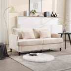 PexFix 69 Canapé deux places en tissu chenille de style moderne du milieu du siècle, canapé rembourré deux places pour salon chambre, pieds en bois marron