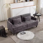 PexFix 69 Canapé deux places en tissu chenille de style moderne du milieu du siècle, canapé rembourré deux places pour salon chambre, pieds en bois marron