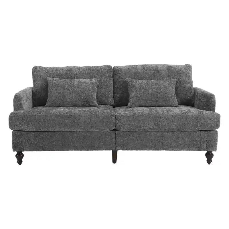 PexFix 69 Canapé deux places en tissu chenille de style moderne du milieu du siècle, canapé rembourré deux places pour salon chambre, pieds en bois marron