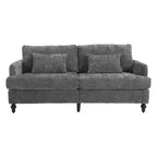 PexFix 69 Canapé deux places en tissu chenille de style moderne du milieu du siècle, canapé rembourré deux places pour salon chambre, pieds en bois marron