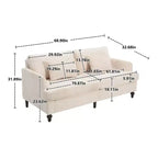 PexFix 69 Canapé deux places en tissu chenille de style moderne du milieu du siècle, canapé rembourré deux places pour salon chambre, pieds en bois marron