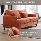 PexFix 69 Canapé deux places en tissu chenille de style moderne du milieu du siècle, canapé rembourré deux places pour salon chambre, pieds en bois marron