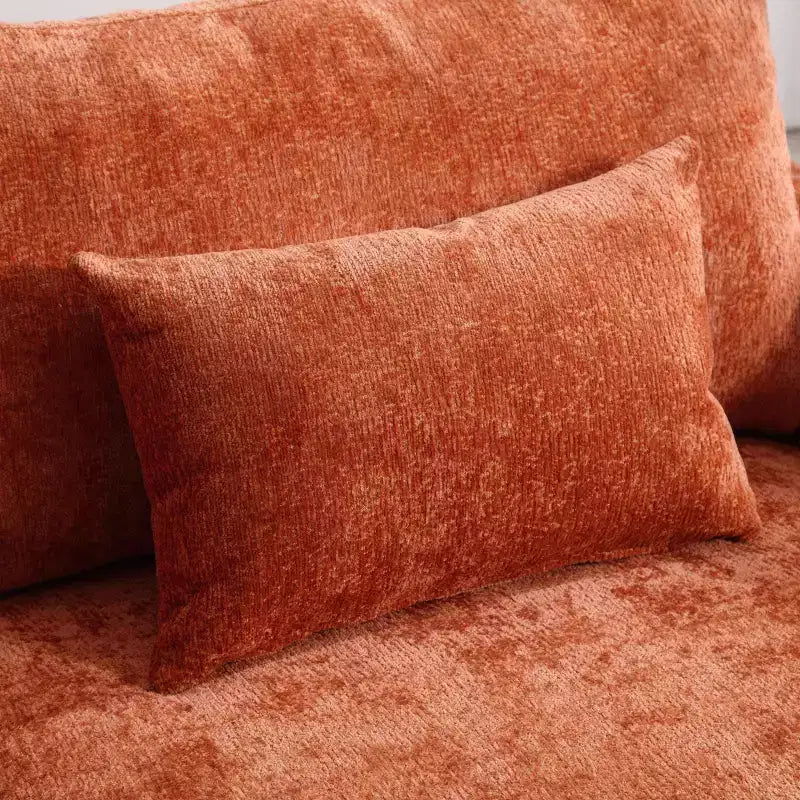 PexFix 69 Canapé deux places en tissu chenille de style moderne du milieu du siècle, canapé rembourré deux places pour salon chambre, pieds en bois marron