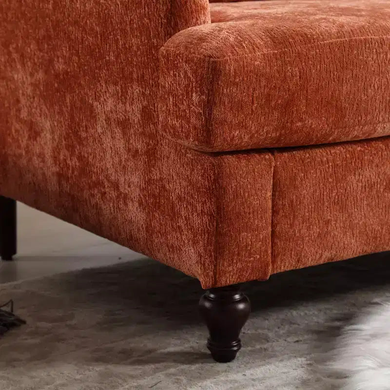 PexFix 69 Canapé deux places en tissu chenille de style moderne du milieu du siècle, canapé rembourré deux places pour salon chambre, pieds en bois marron
