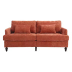 PexFix 69 Canapé deux places en tissu chenille de style moderne du milieu du siècle, canapé rembourré deux places pour salon chambre, pieds en bois marron
