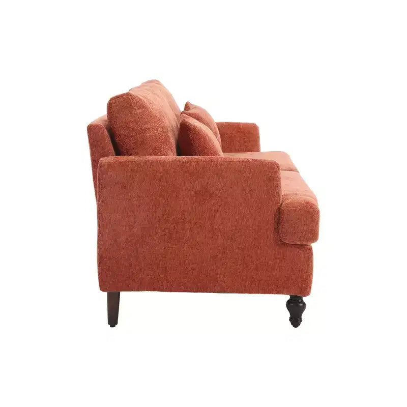 PexFix 69 Canapé deux places en tissu chenille de style moderne du milieu du siècle, canapé rembourré deux places pour salon chambre, pieds en bois marron