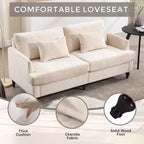 PexFix 69 Canapé deux places en tissu chenille de style moderne du milieu du siècle, canapé rembourré deux places pour salon chambre, pieds en bois marron