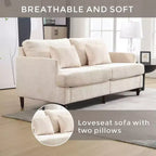 PexFix 69 Canapé deux places en tissu chenille de style moderne du milieu du siècle, canapé rembourré deux places pour salon chambre, pieds en bois marron