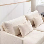 PexFix 69 Canapé deux places en tissu chenille de style moderne du milieu du siècle, canapé rembourré deux places pour salon chambre, pieds en bois marron